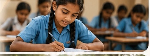 Girl studying in class
