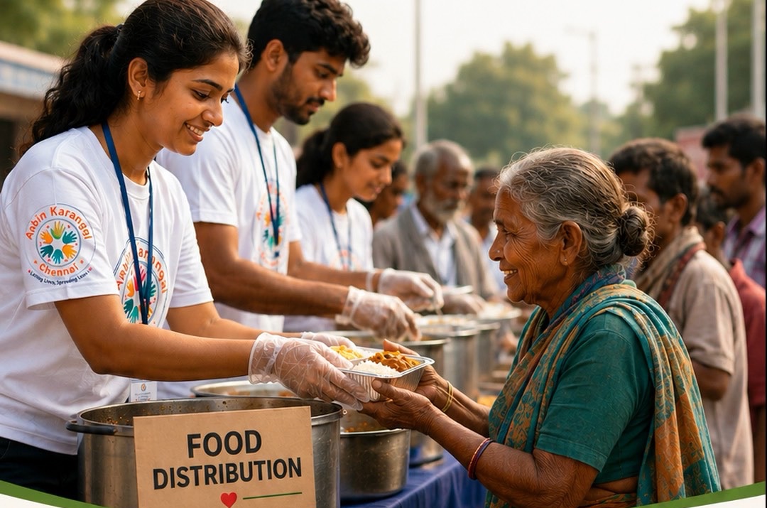 Volunteers at a food distribution drive